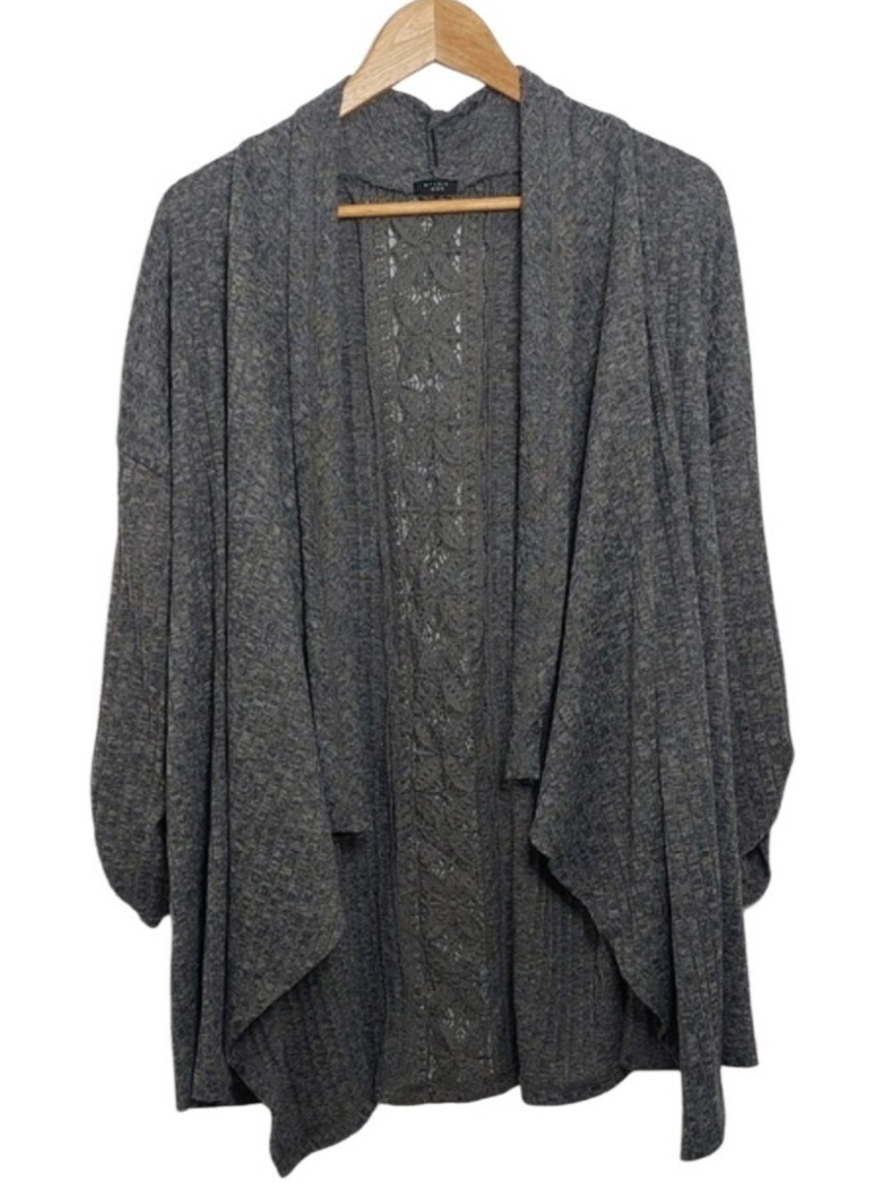 Studio 1886 Women's Size XL Grey Open Front Draped Cardigan Sweater
